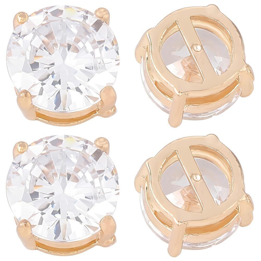 3205 1 Box 15Pcs Cubic Zirconia Link Charms 18K Gold Plated Brass Flat